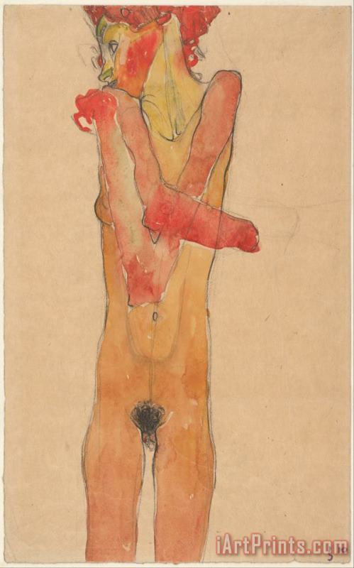 Egon Schiele Girl Nude with Folded Arms, 1910 Art Painting