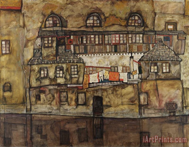Egon Schiele House Wall on The River Art Print
