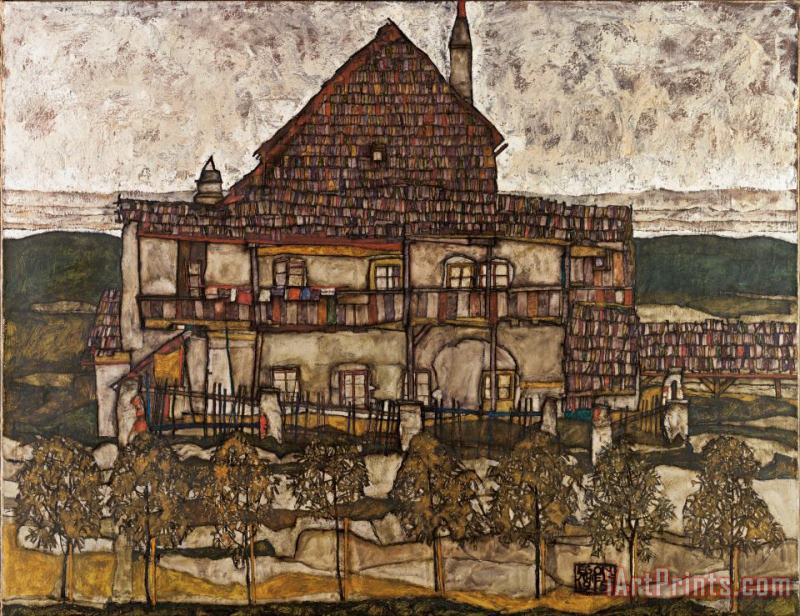 House with Shingle Roof (old House Ii) painting - Egon Schiele House with Shingle Roof (old House Ii) Art Print