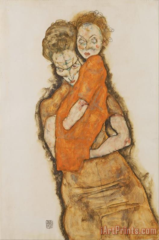 Mother And Child painting - Egon Schiele Mother And Child Art Print