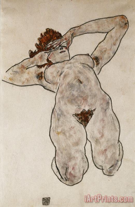 Nude Lying Down painting - Egon Schiele Nude Lying Down Art Print