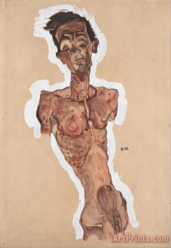 Egon Schiele Nude Self Portrait Art Painting
