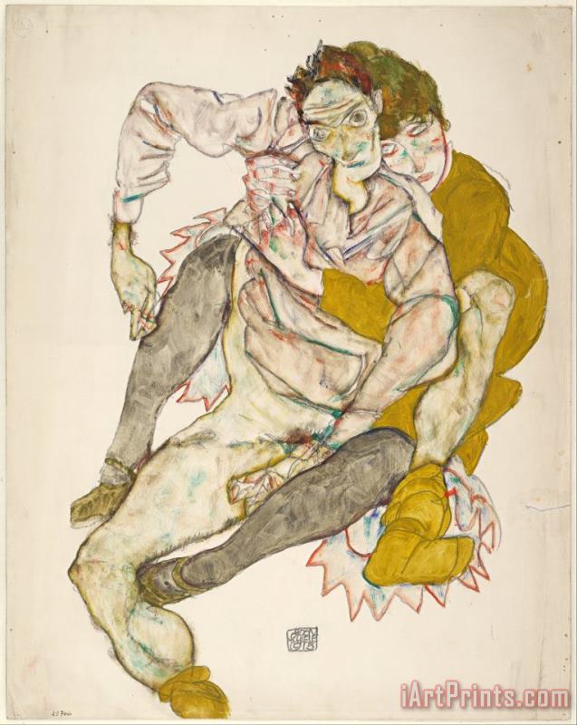 Egon Schiele Seated Couple, 1915 Art Print
