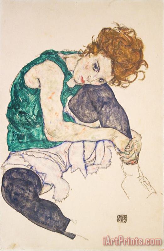 Egon Schiele Seated Woman with Legs Drawn Up (adele Herms) Art Print