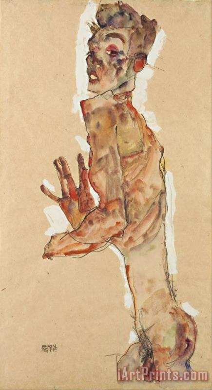 Egon Schiele Self Portrait with Splayed Fingers Art Print