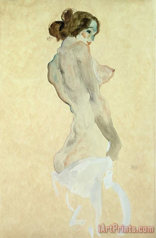 Standing Female Nude painting - Egon Schiele Standing Female Nude Art Print