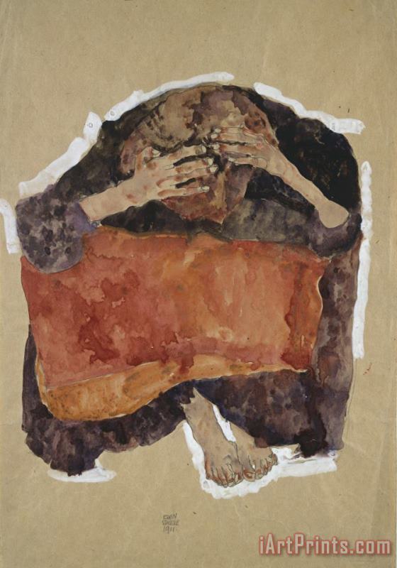 Egon Schiele Troubled Woman Art Painting