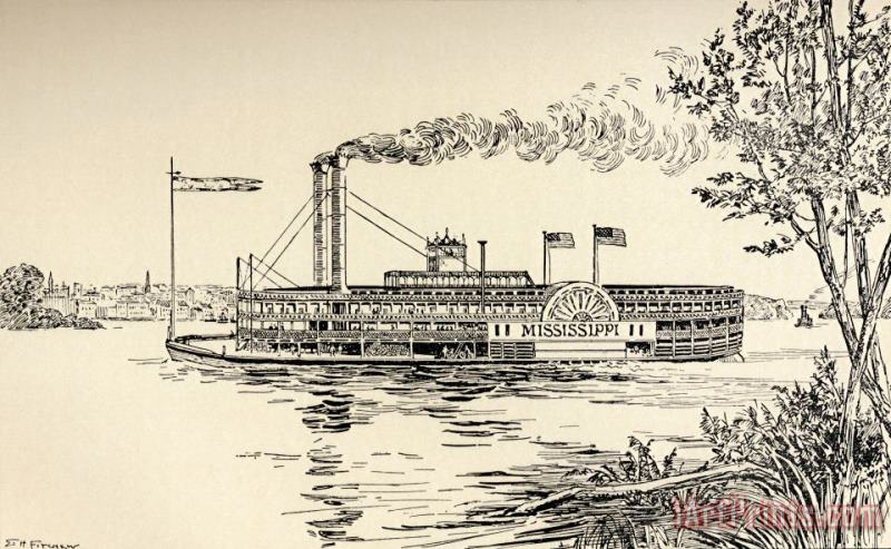 EH Fitchew A Mississippi Steamer Off St Louis From American Notes By Charles Dickens Art Print