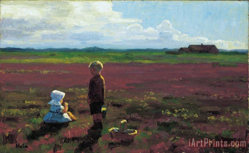 Einar Hein Children Picking Berries on The Moor Art Painting