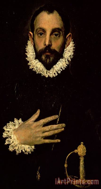 El Greco Domenico Theotocopuli Gentleman With His Hand On His Chest Art Print