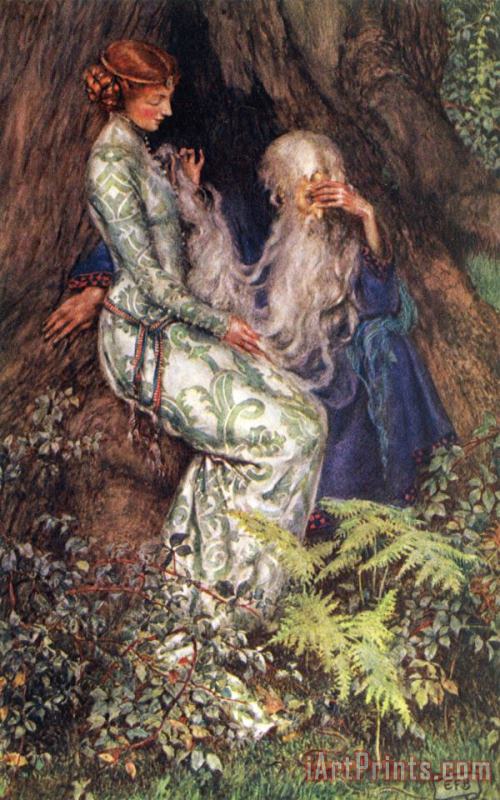 Merlin And Vivien painting - Eleanor Fortescue Brickdale Merlin And Vivien Art Print