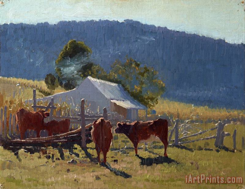 Milking Time (araluen Valley) painting - Elioth Gruner Milking Time (araluen Valley) Art Print