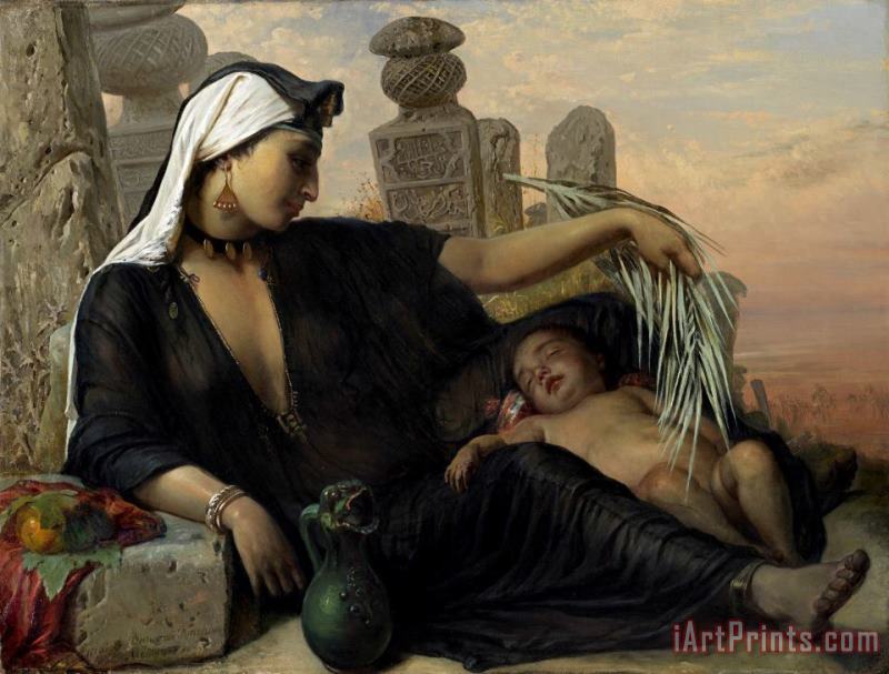 An Egyptian Fellah Woman with Her Baby painting - Elisabeth Baumann An Egyptian Fellah Woman with Her Baby Art Print