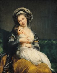 Elisabeth Louise Vigee Lebrun Self portrait in a Turban with her Child painting