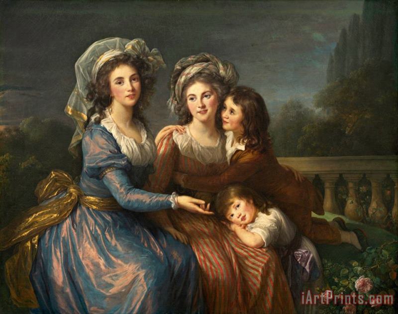 The Marquise De Pezay, And The Marquise De Rouge with Her Sons Alexis And Adrien painting - Elisabeth Louise Vigee Lebrun The Marquise De Pezay, And The Marquise De Rouge with Her Sons Alexis And Adrien Art Print