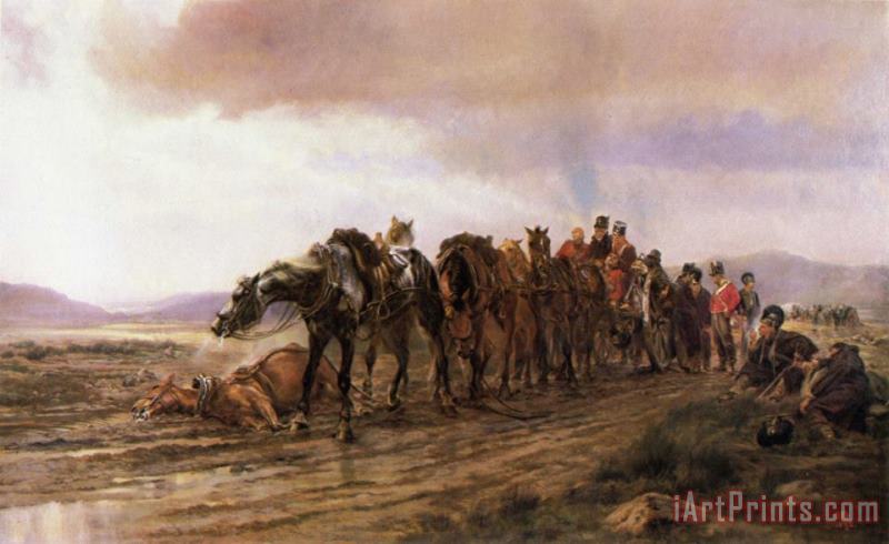 Halt on a Forced March, Penninsular War painting - Elizabeth Thompson Halt on a Forced March, Penninsular War Art Print