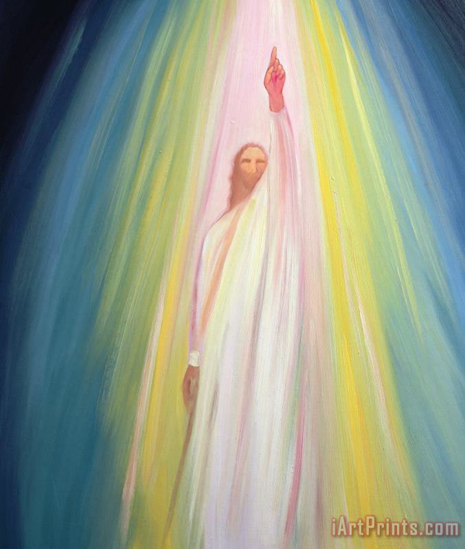 Jesus Christ points us to God the Father painting - Elizabeth Wang Jesus Christ points us to God the Father Art Print