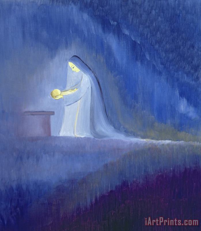 The Virgin Mary cared for her child Jesus with simplicity and joy painting - Elizabeth Wang The Virgin Mary cared for her child Jesus with simplicity and joy Art Print