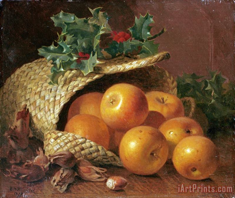 Still Life with Apples, Hazelnuts And Holly painting - Eloise Harriet Stannard Still Life with Apples, Hazelnuts And Holly Art Print
