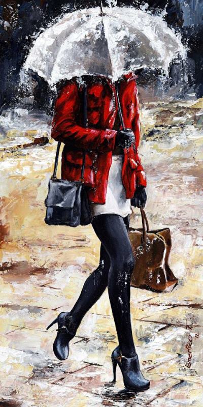 Emerico Toth Rainy day - Woman of New York 09 Art Painting