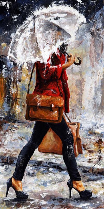 Emerico Toth Rainy day - Woman of New York 17 Art Print