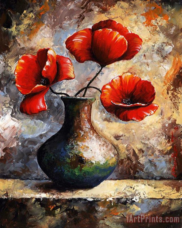 Red Poppies painting - Emerico Toth Red Poppies Art Print