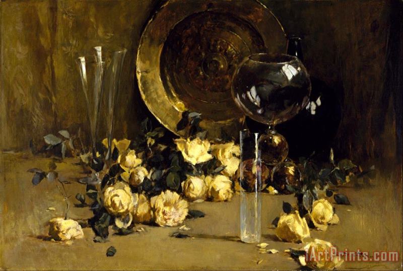 Emil Carlsen Still Life with Yellow Roses Art Painting