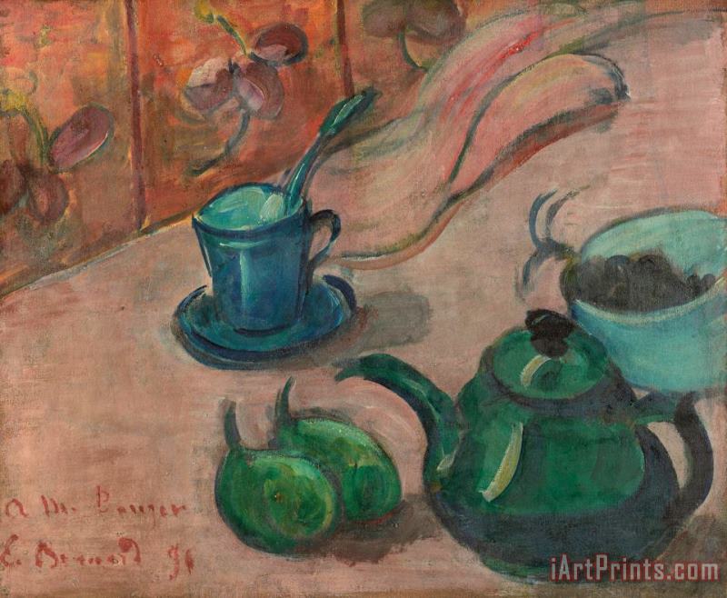 Emile Bernard Still Life with Teapot, Cup And Fruit Art Print