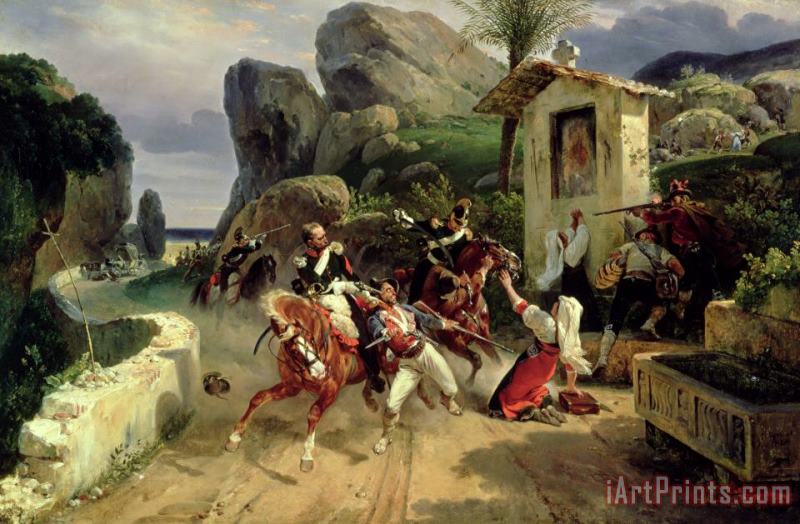 Emile Jean Horace Vernet Italian Brigands Surprised By Papal Troops Art Painting