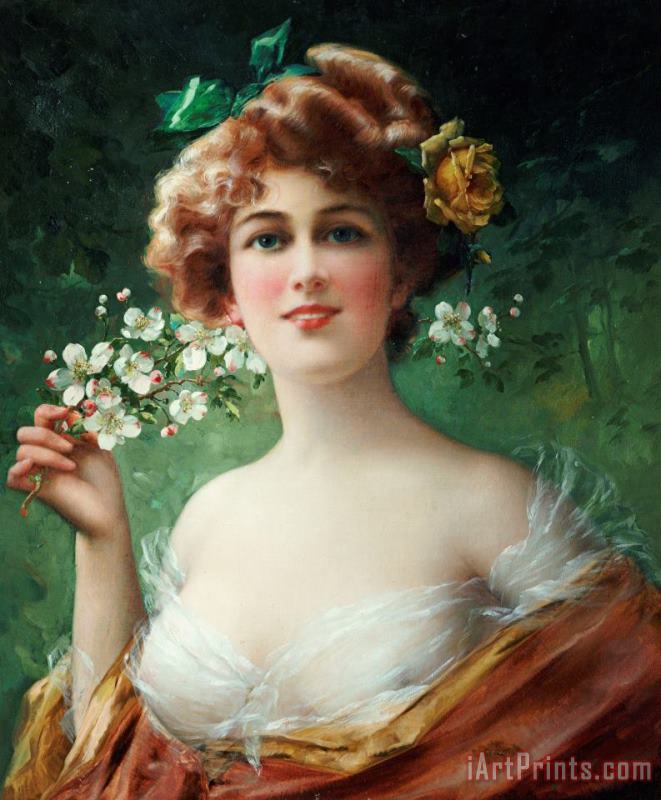 Blossoming Beauty painting - Emile Vernon Blossoming Beauty Art Print