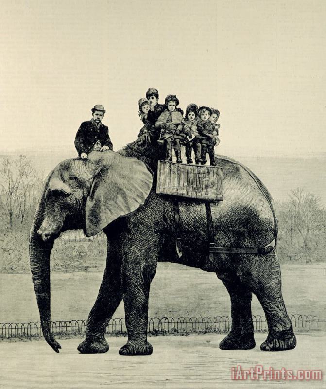English School A Farewell Ride on Jumbo from The Illustrated London News Art Painting
