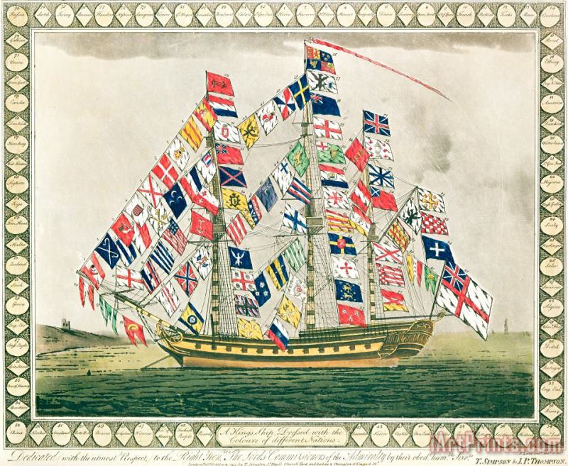English School A King's Ship Dressed With The Colours Of Different Nations 6th October 1794 Art Print