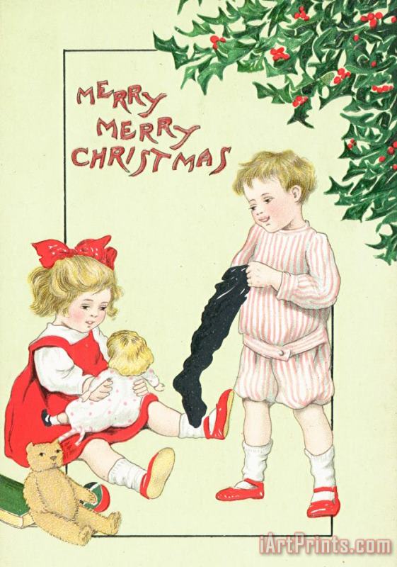 Christmas Card painting - English School Christmas Card Art Print