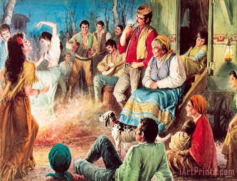 English School Gypsies Partying Art Painting
