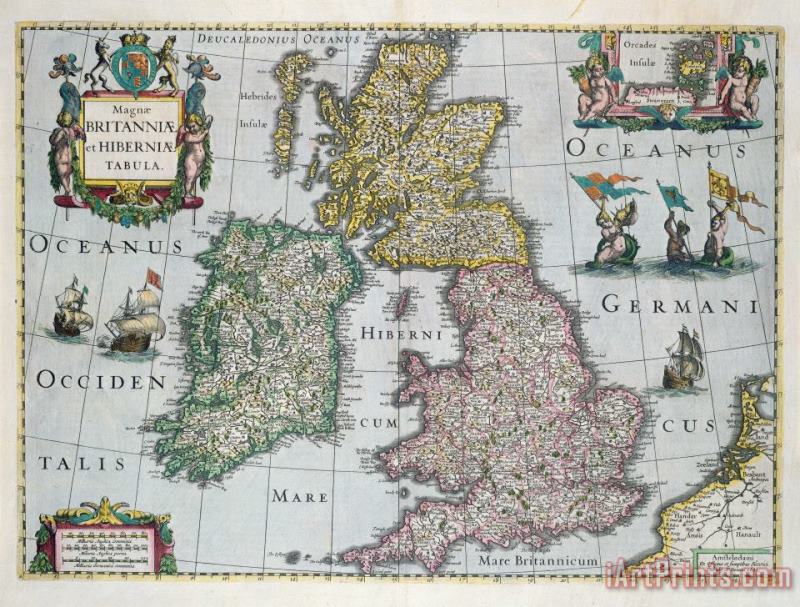 English school Map of Britain Art Painting