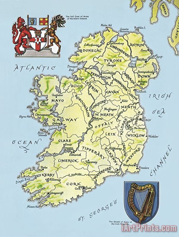 English School Map Of Ireland Art Print