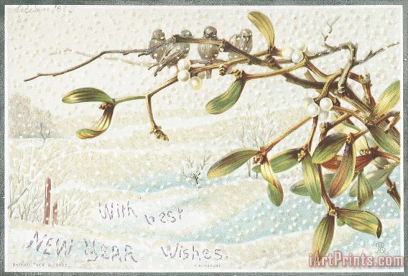 English School Mistletoe In The Snow Art Print