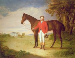 English School Portrait of a gentleman with his horse