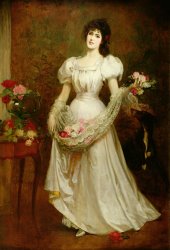English School Portrait of a woman and her greyhound painting