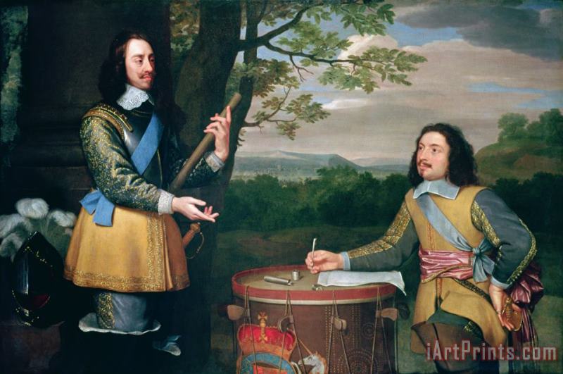 English School Portrait of Charles I and Sir Edward Walker Art Print
