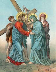 English School Station IV Jesus Carrying the Cross Meets his most Afflicted Mother