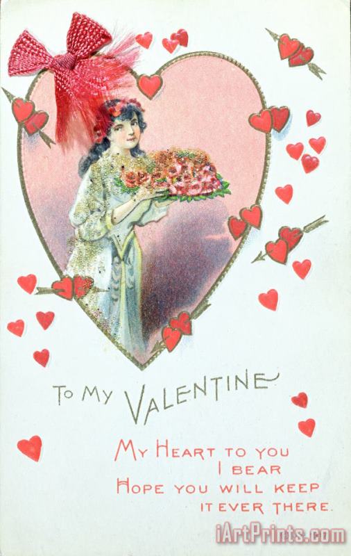 Valentine Card painting - English School Valentine Card Art Print