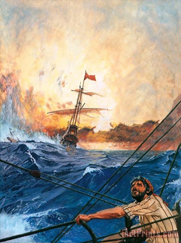 English School Vasco Da Gama's Ships Rounding The Cape Art Print