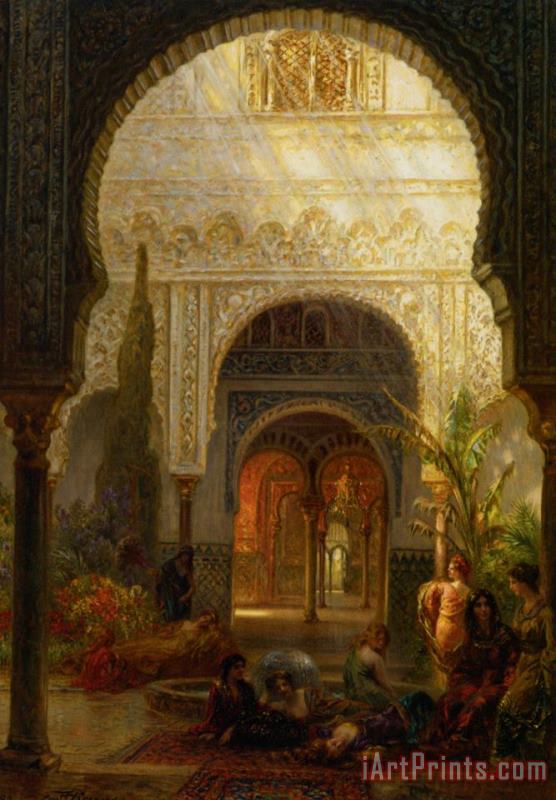 Ernst Carl Eugen Koerner The Patio Della Reina The Alcazar Sevilla Art Painting