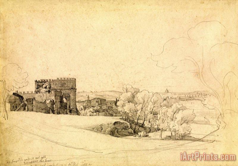 Ernst Fries Via Appia Antica with The Tomb of Cecilia Metella Art Print