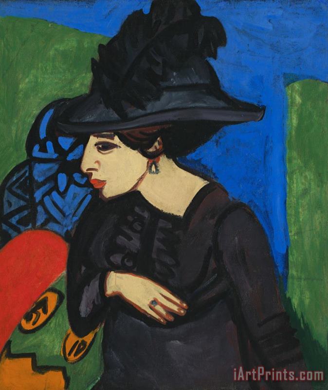 Ernst Ludwig Kirchner Dodo with a Feather Hat (dodo Mit Federhut) Art Painting