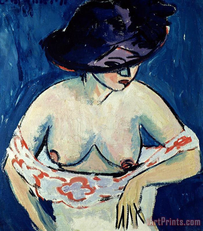 Half Naked Woman With A Hat painting - Ernst Ludwig Kirchner Half Naked Woman With A Hat Art Print