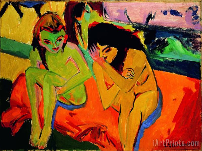 Ernst Ludwig Kirchner Naked Girlstalking Art Print