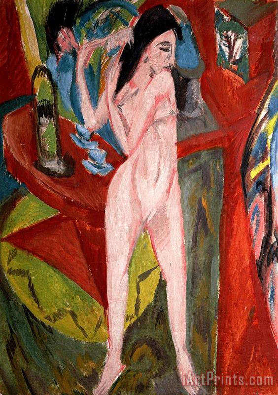 Ernst Ludwig Kirchner Nude Woman Combing Her Hair Art Painting