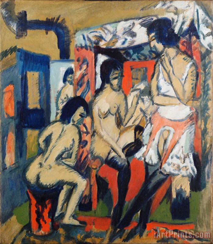 Ernst Ludwig Kirchner Nudes in Studio Art Painting